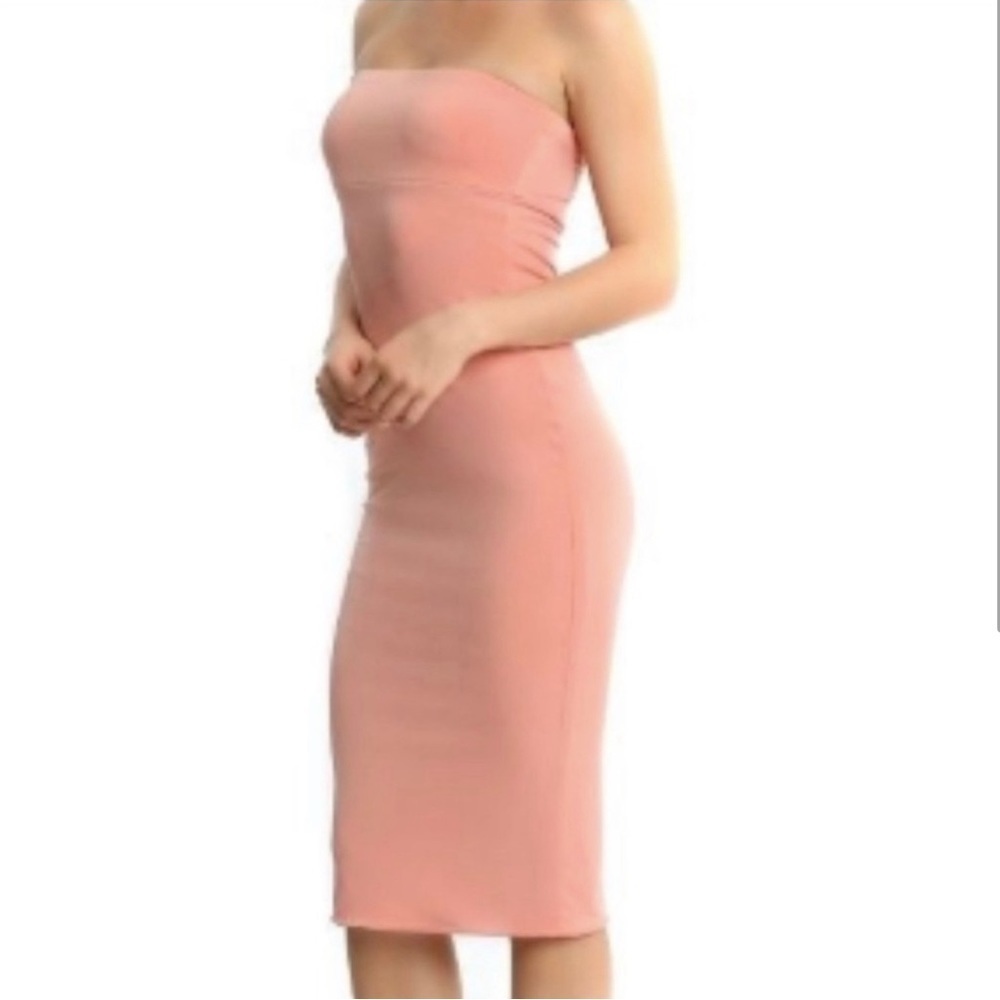 Kittenish peach midi bodycon dress small